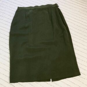 VTG Jones Wear Silk Olive Green Skirt Career Luxe Old Money Classic SzS*